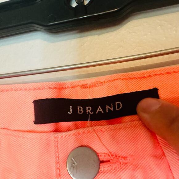 J BRAND Joanie Boy Sherbet Orange Button Fly Knit Hem Denim Shorts Size 25 - Picture 2 of 8